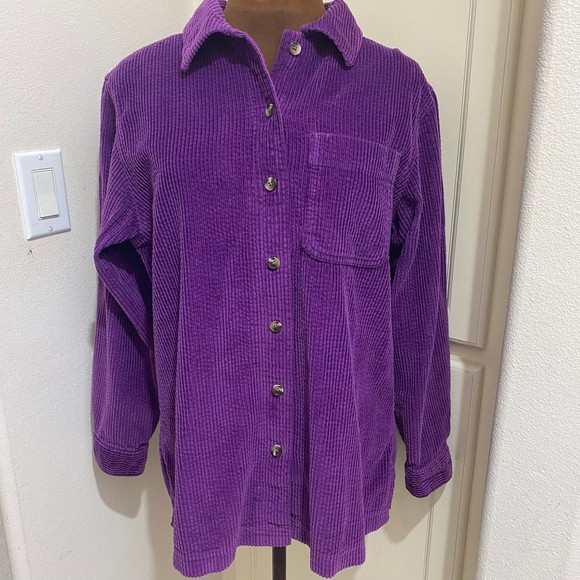LL BEAN Tops - Vintage L L Bean Purple Wide Wale Corduroy Button-Up Shirt Jacket Sz Small